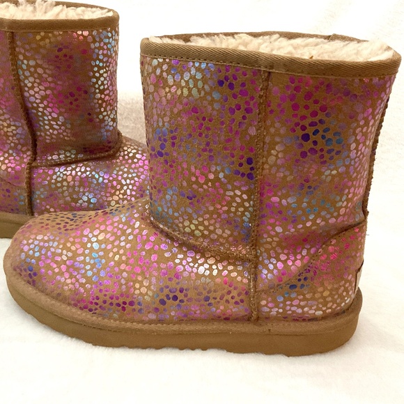 UGG Classic Spots Metallic Shimmery fur lined Snow Winter Boot Women’s Sz 6 - Picture 7 of 16